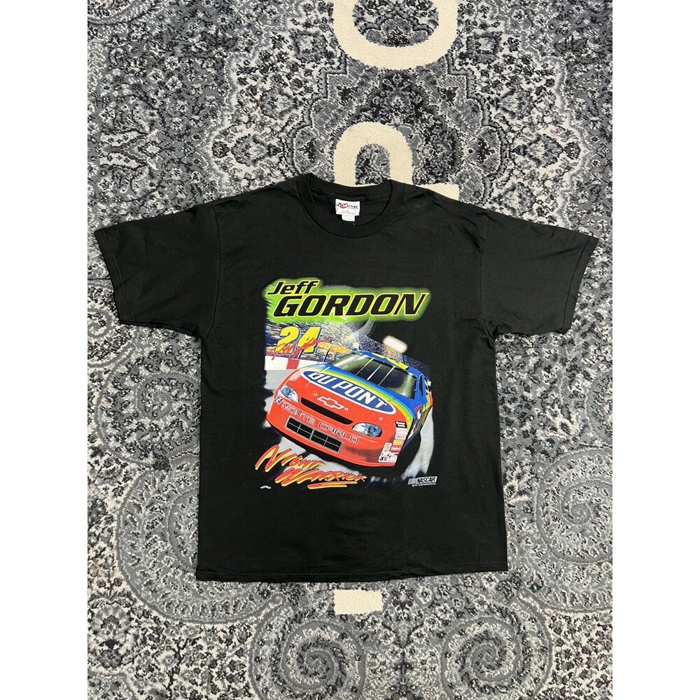 VTG 90s NASCAR Jeff Gordon Night Warrior T Shirt XL All Over Print Racing